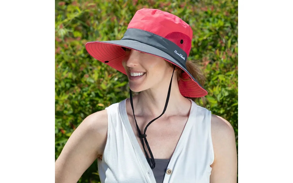 Breathable Sun Hat With Ponytail Hole - Coral Red Gray