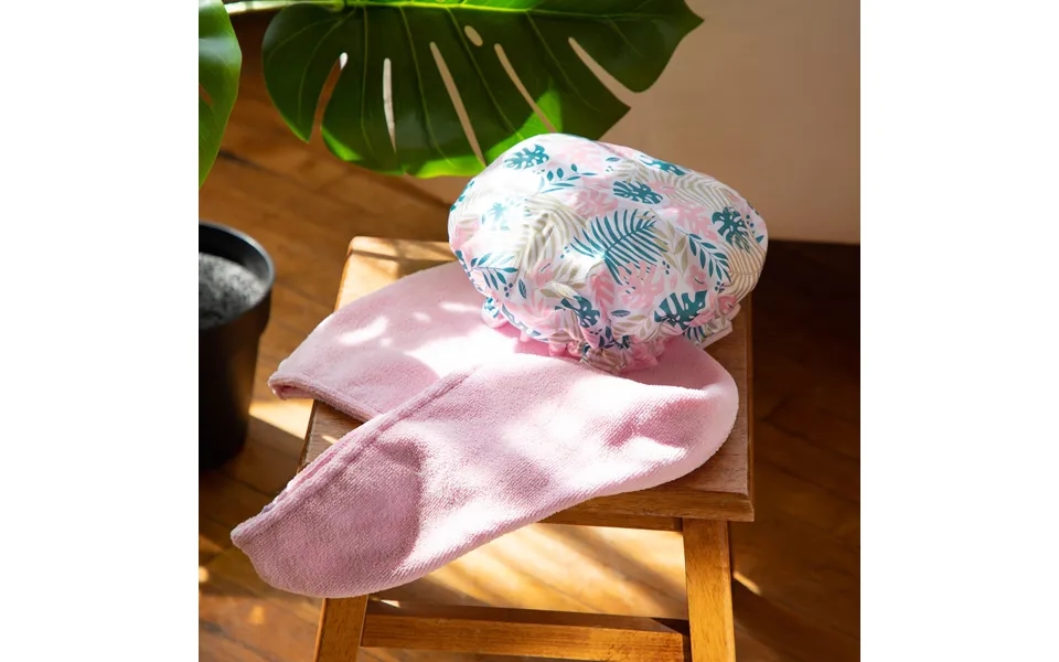 Cala Shower Cap & Hair Turban Set - Pink