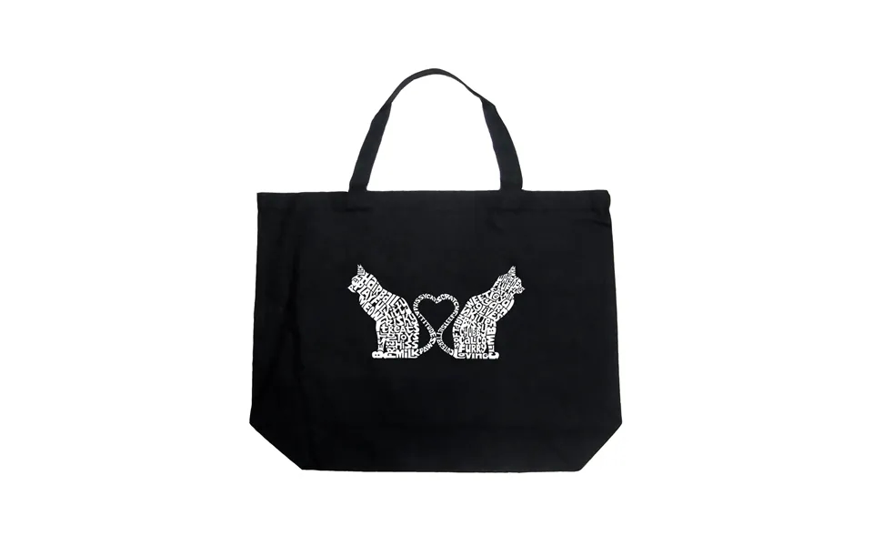 Cat Tail Hearts - Large Word Art Tote Bag