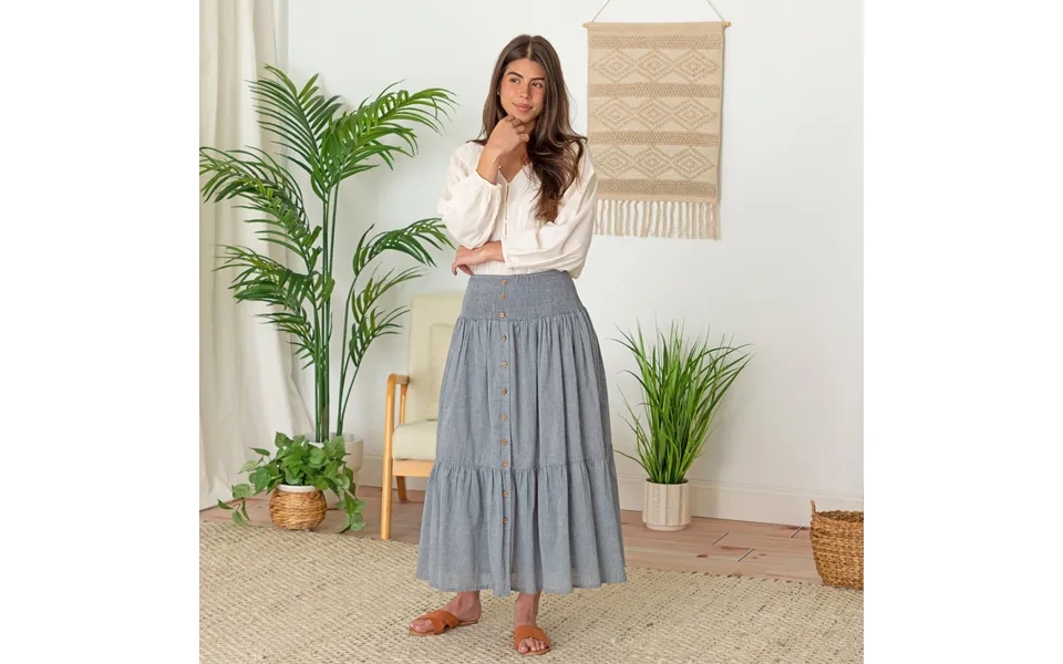 Chambray Button Down Long Skirt - 2x