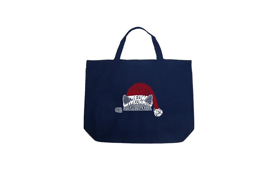 Christmas Peeking Cat - Large Word Art Tote Bag