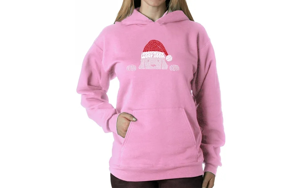 Christmas Peeking Dog - Women's Word Art Hooded Sweatshirt