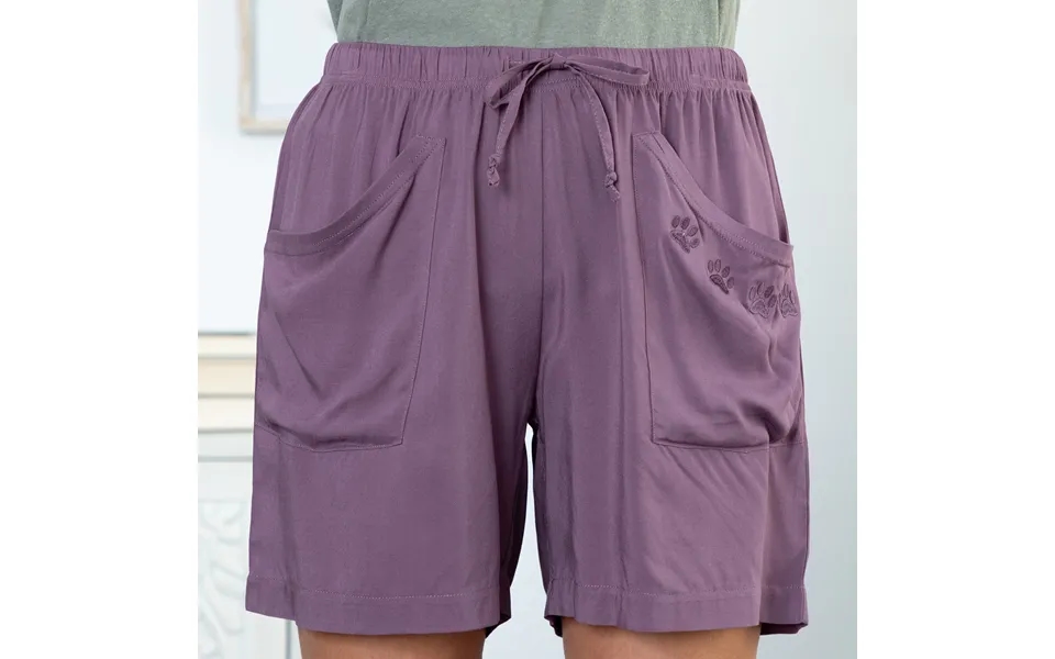 Climbing Paw Print Embroidered Shorts - Orchid