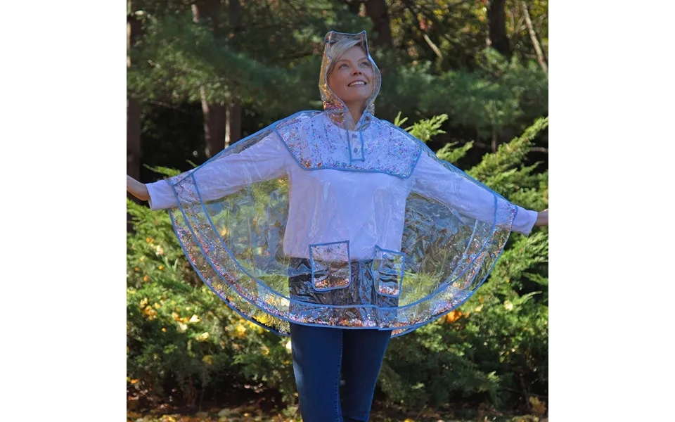 Confetti Clear Hooded Rain Poncho
