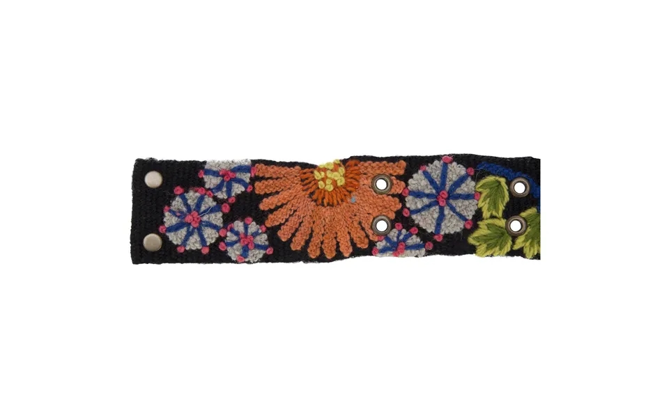Cusco Flowers Embroidered Belt - Black