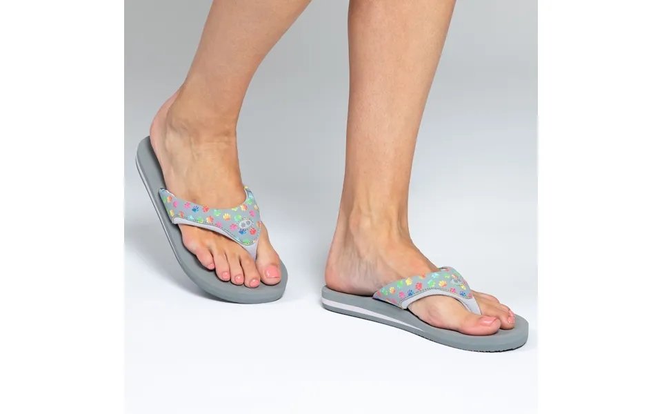 Cushy Comfort Paw Print Flip Flops - Rainbow Ombre Paws