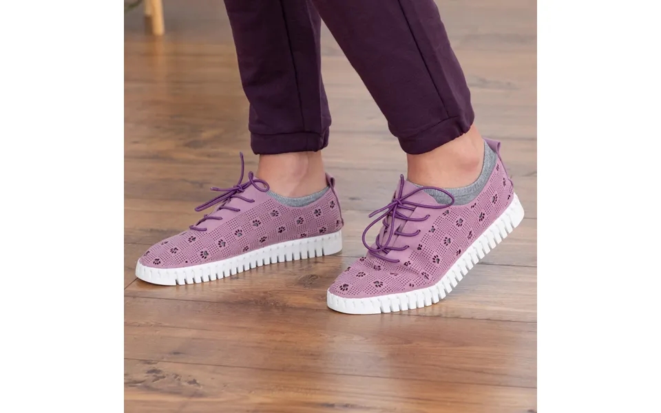 Cut-out Paw Print Casual Sneakers - Purple