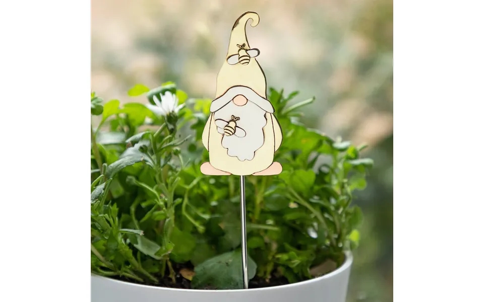 Cute Gnome Mixed Metal Plant Stake - Bees