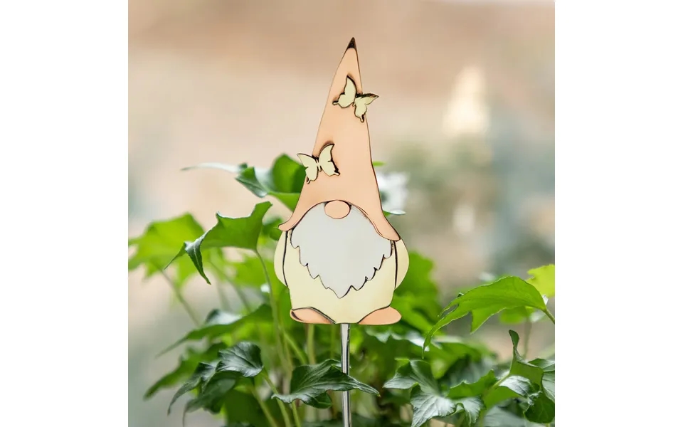 Cute Gnome Mixed Metal Plant Stake - Butterflies