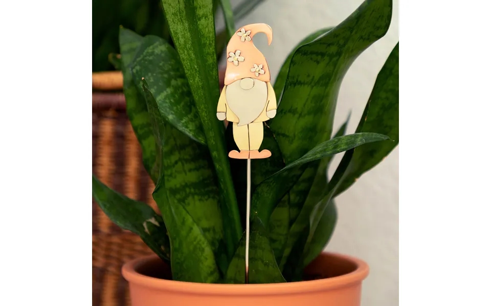 Cute Gnome Mixed Metal Plant Stake - Flowers
