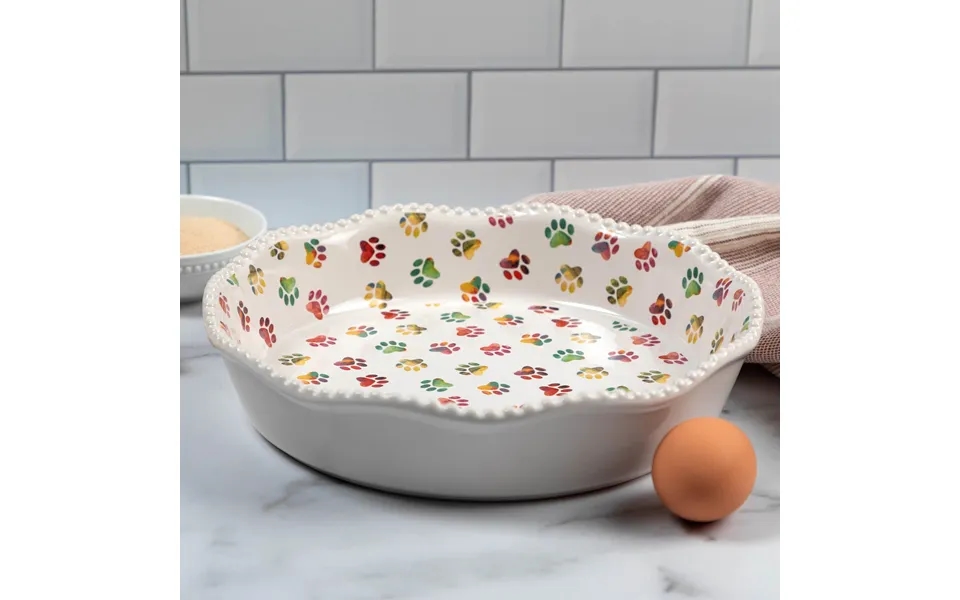 Decorative 10 Ceramic Pie Plate - Rainbow Ombre Paws