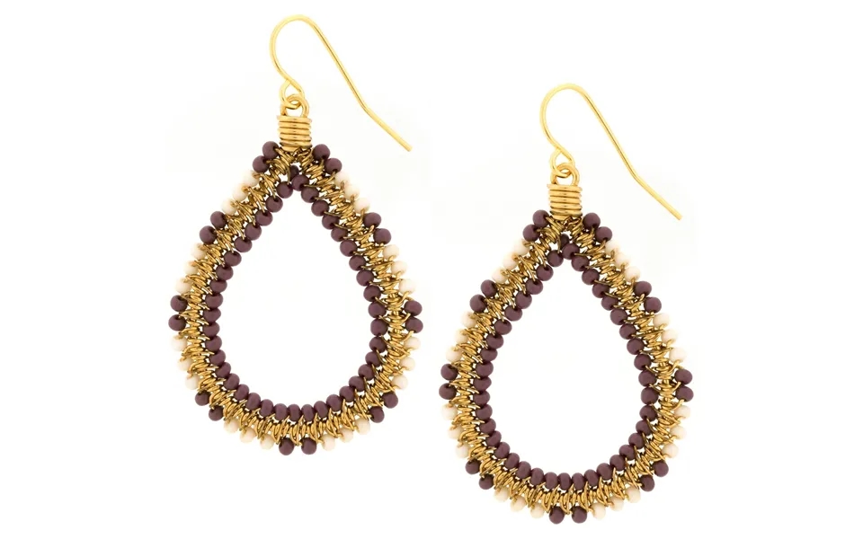 Double Beaded Teardrop Earrings - Purple & Teal