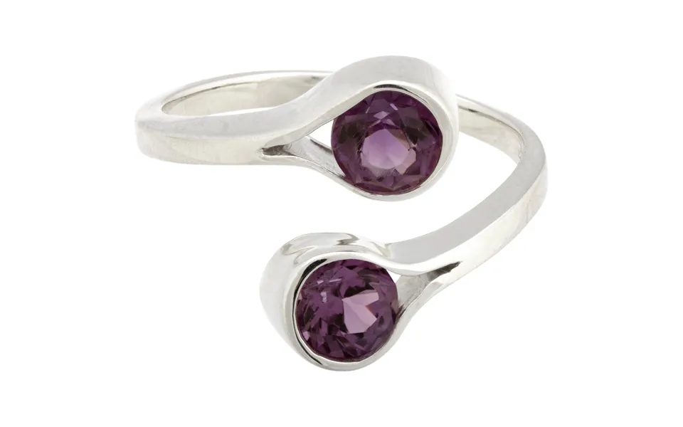 Double Drop Sterling & Gemstone Wrap Ring - Amethyst