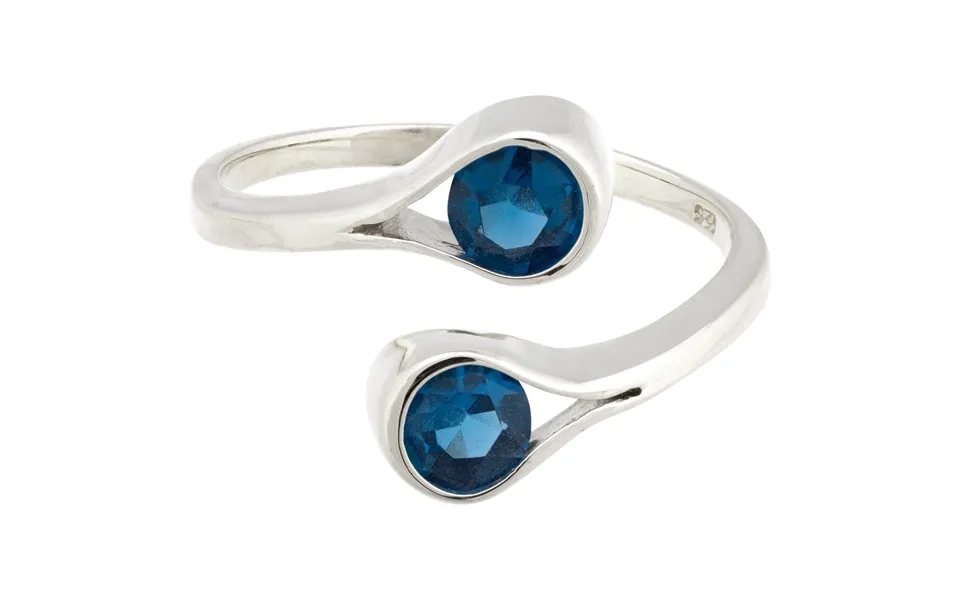 Double Drop Sterling & Gemstone Wrap Ring - Blue Topaz