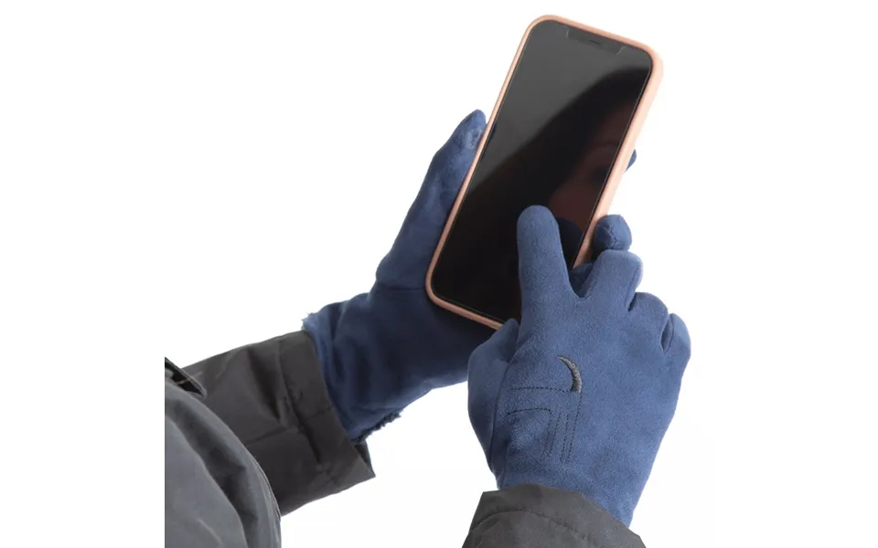 Embroidered Cat & Dog Touch Screen Gloves - Navy