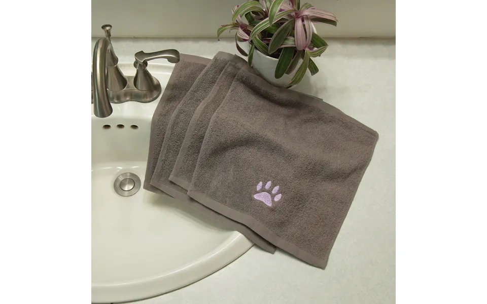 Embroidered Paw Wash Cloth - Set Of 4