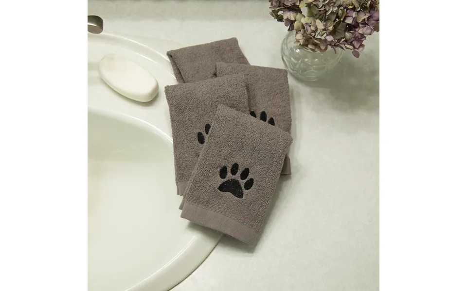 Embroidered Paw Wash Cloth - Set Of 4