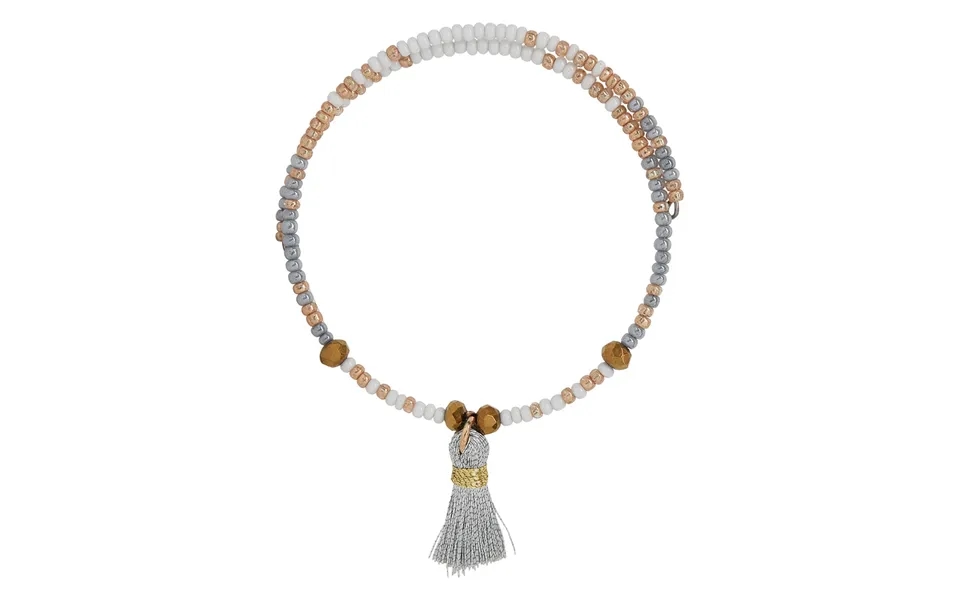 Everyday Basic Czech Glass Beads & Silk Tassel Bangle