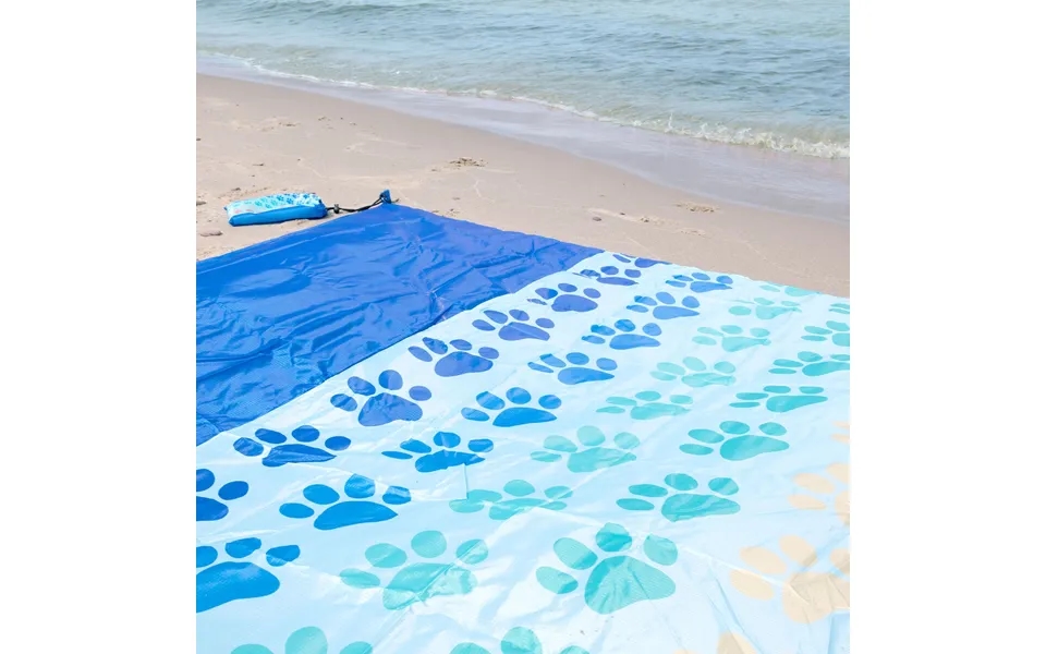 Extra Large Sand-proof Beach Mat With Carrying Pouch & Stakes - Paw Print