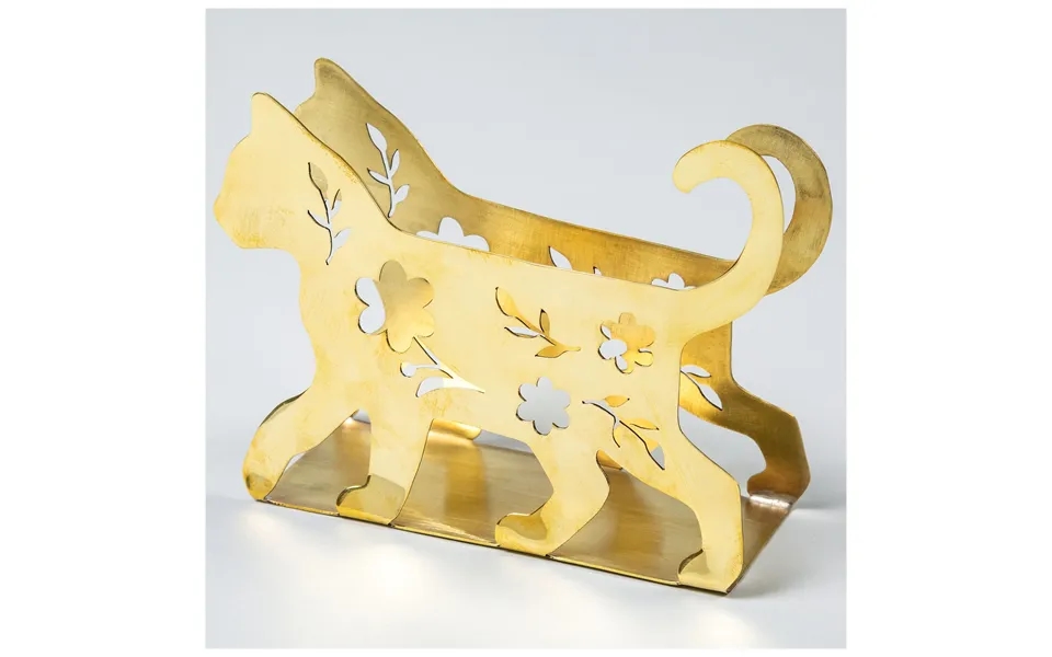 Fancy Cat Mixed Metal Napkin Holder - Brass