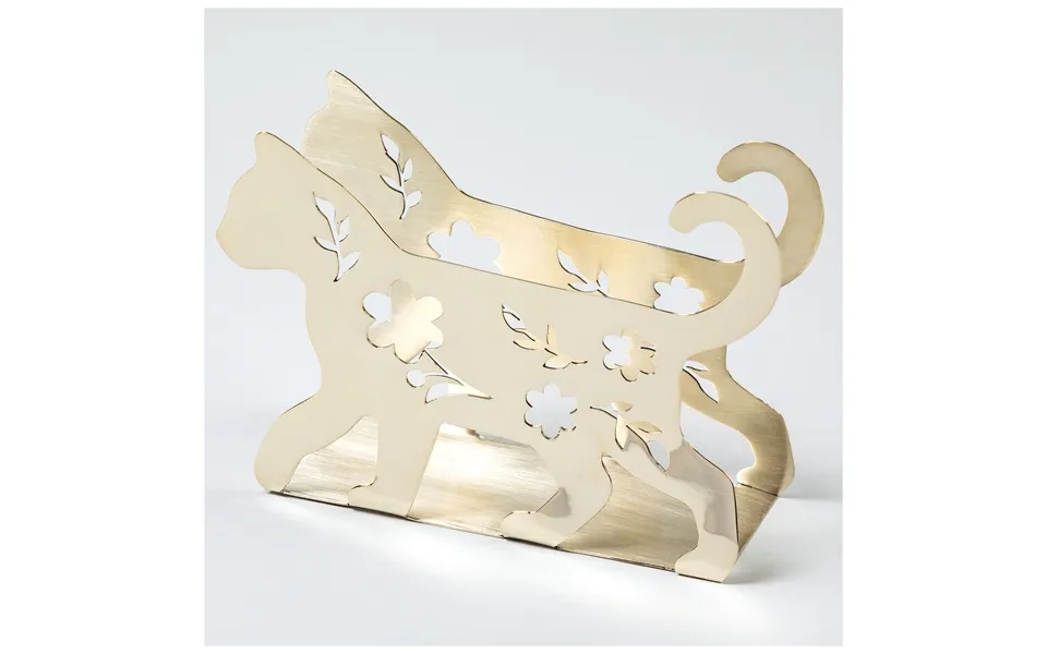 Fancy Cat Mixed Metal Napkin Holder - Silver