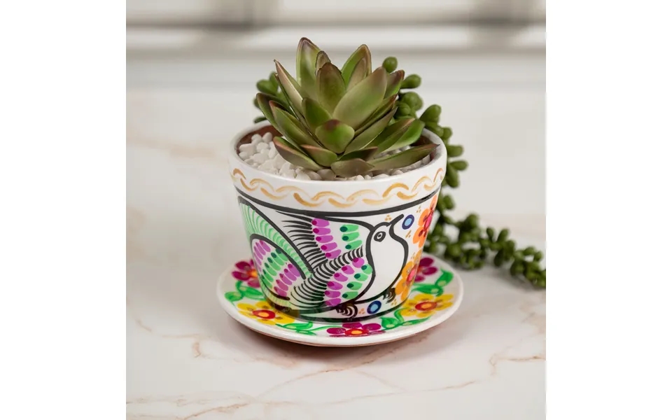Fiesta Hand Painted Small Ceramic Planter - White