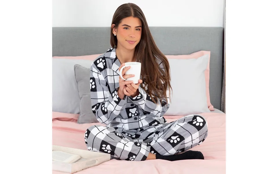 Flannel Paws 100% Cotton Women's Pajama Set - White