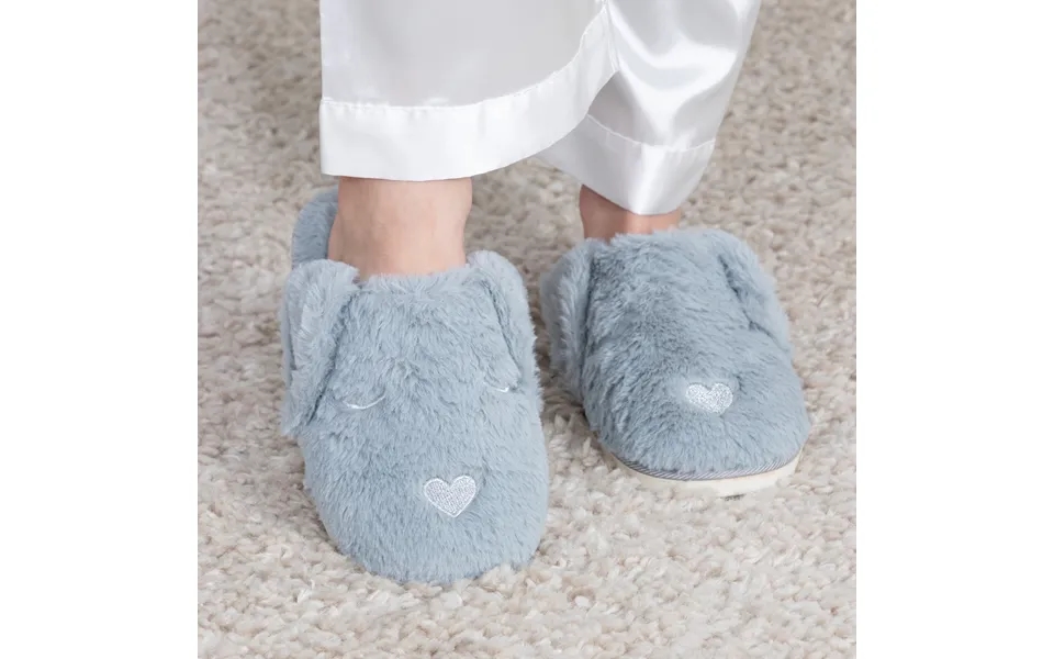 Floppy Ear Dog Fuzzy Slippers - Gray