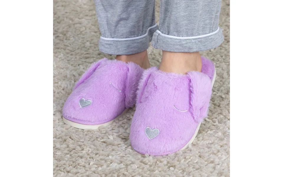 Floppy Ear Dog Fuzzy Slippers - Purple