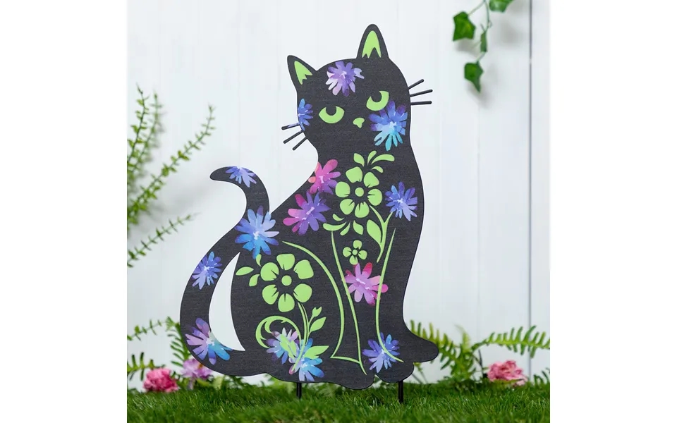 Forever Love Silhouette Garden Stake - Flower Cat