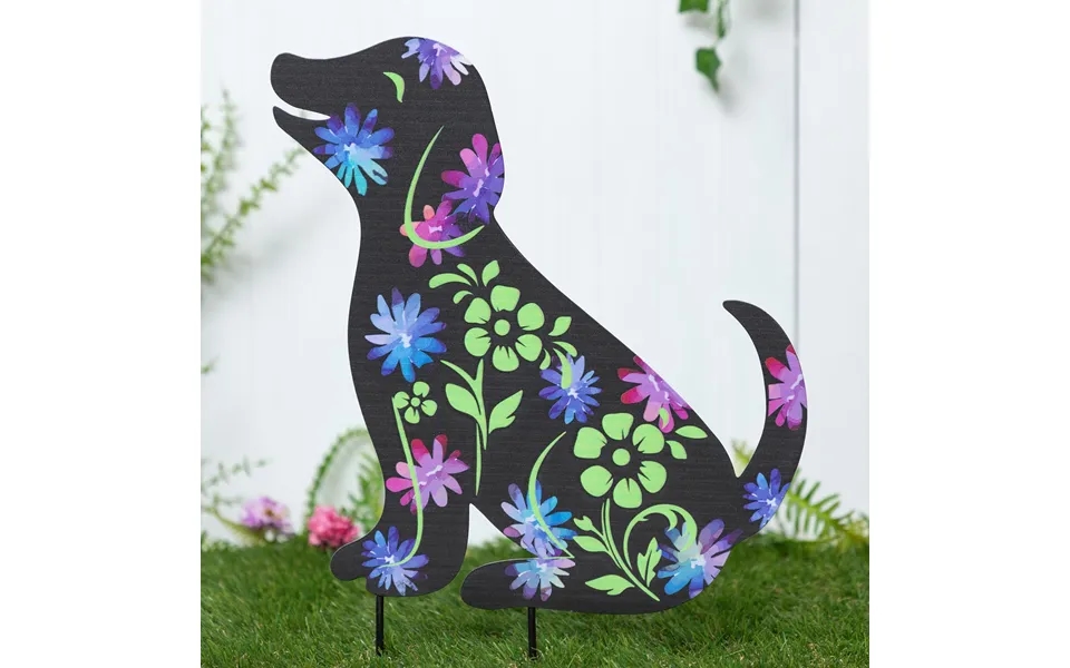 Forever Love Silhouette Garden Stake - Flower Dog