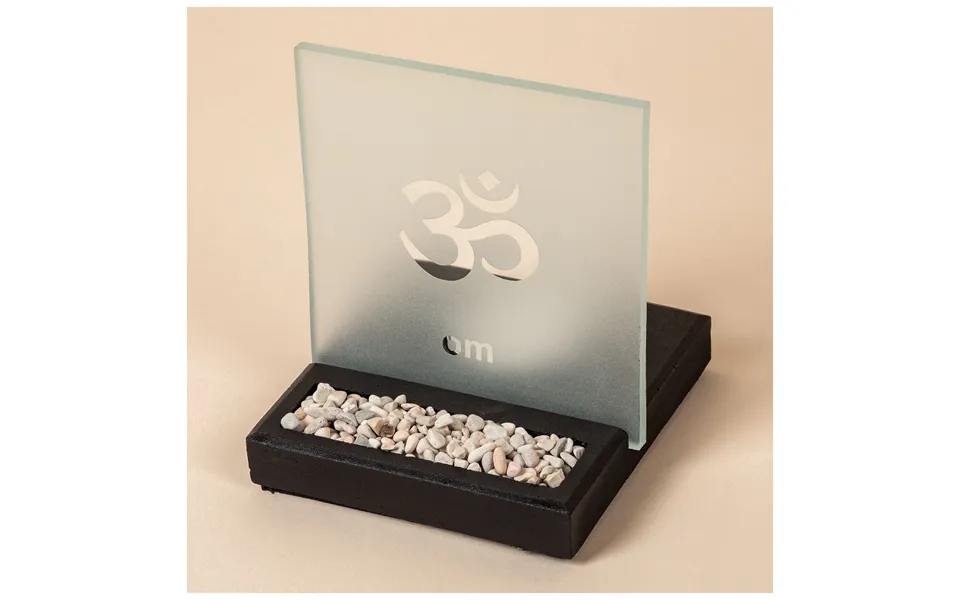 Frosted Glass Tealight & Incense Holder - Om