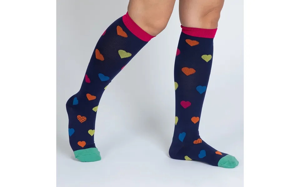 Fun Print No Slip Moderate Compression Socks - Solid Hearts