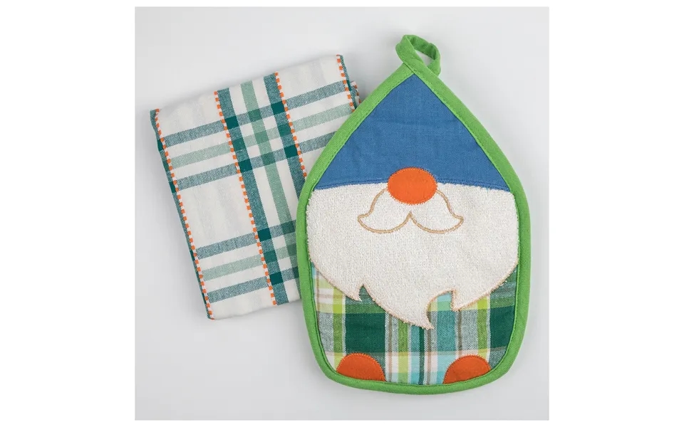Garden Gnome Pot Holder & Dish Towel Set