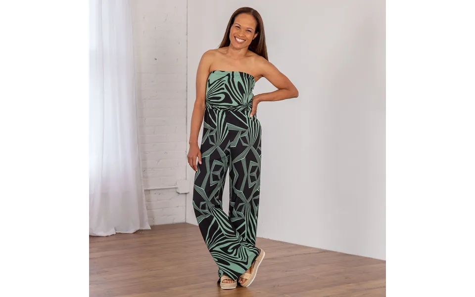 Geo Print Tie Back Strapless Jumpsuit - M