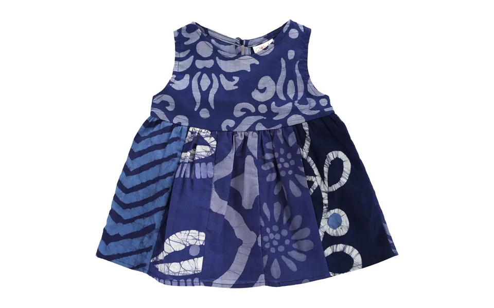 Ghana Batik Girl's Paneled Sundress - Blueberry
