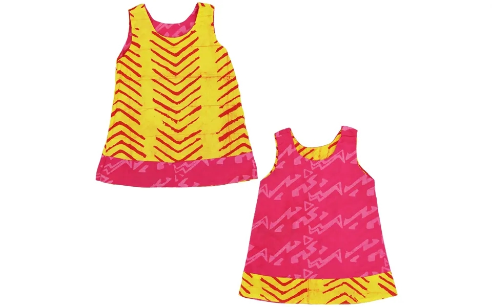 Ghana Batik Girls' Reversible Dress - Hot Pink Zig Zag