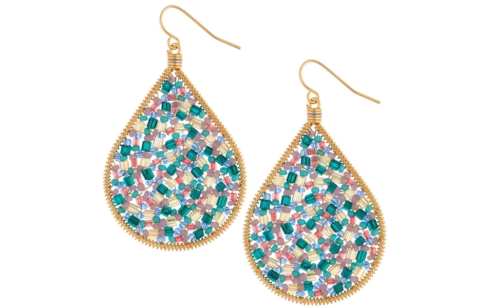 Glass Beaded Dream Gold-plated Dangle Drop Earrings - Multicolor Stripes