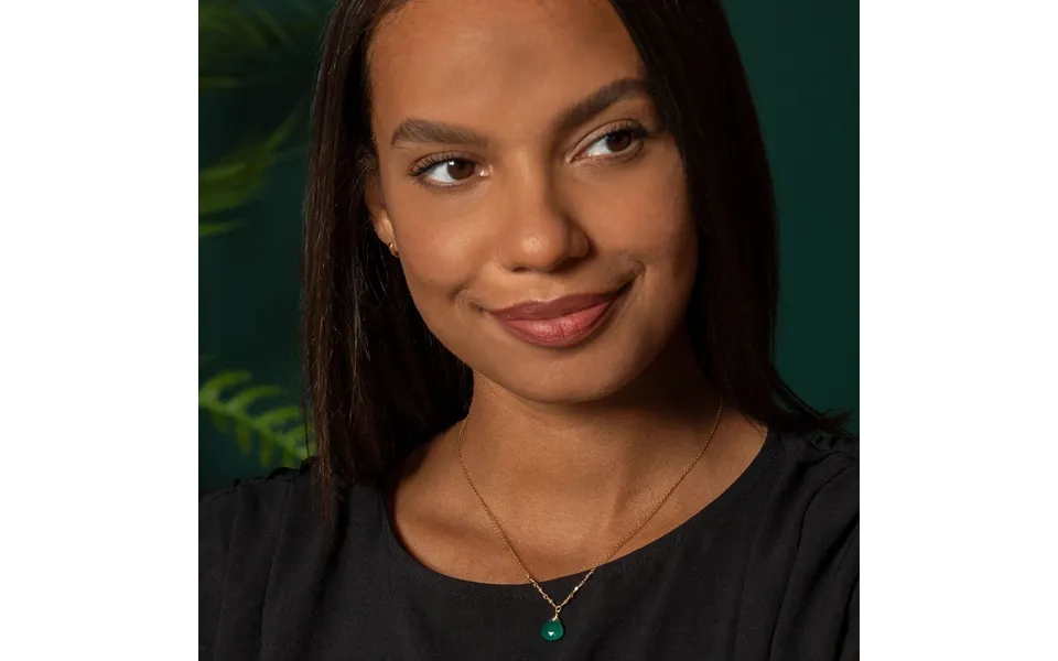 Gold Filled Necklace With Gemstone - Green Onyx