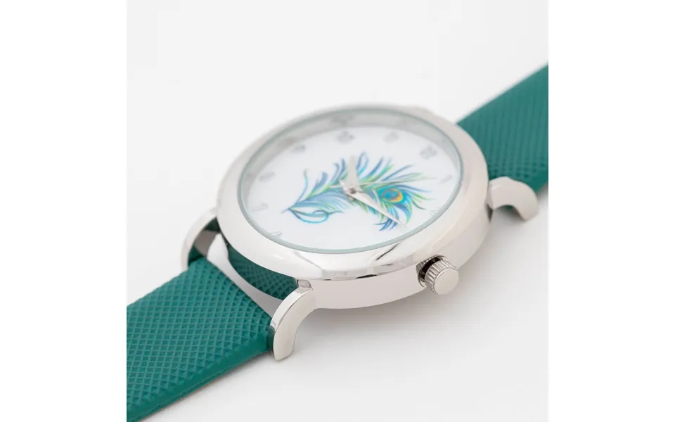 Green Peacock Feather Watch