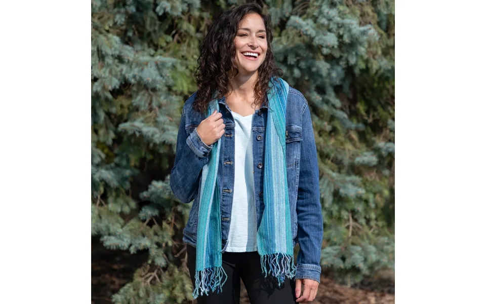 Handwoven Alpaca Scarf Fair Trade, 100% Alpaca Fiber - Aqua