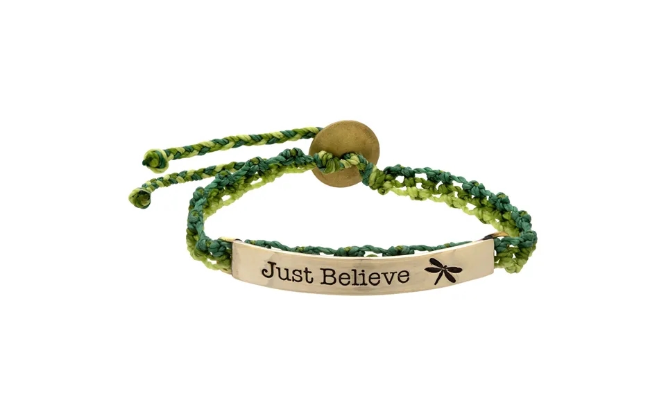 Just Believe Dragonfly Woven Bracelet - Green