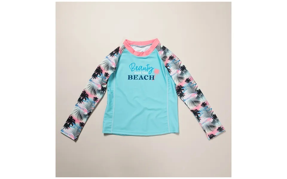Kids Long Sleeve Rashguard Swim Shirt - Girls Beauty And The Beach