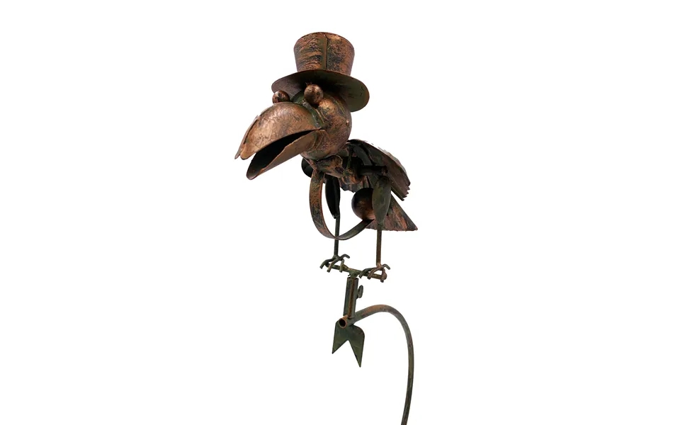 Metal Bird Rocker Stake W Hat