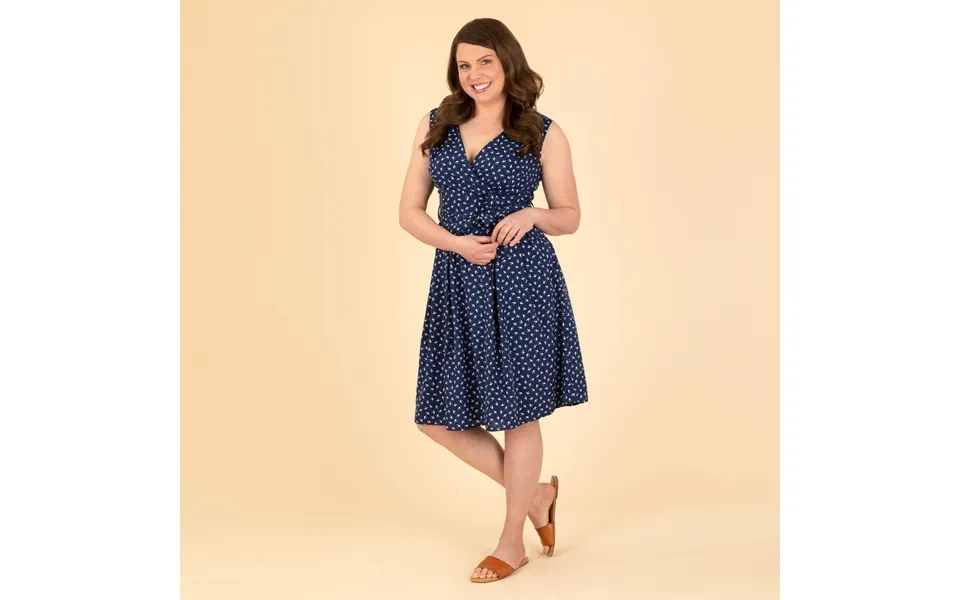 Navy Blue Dove Sleeveless Wrap Dress - M