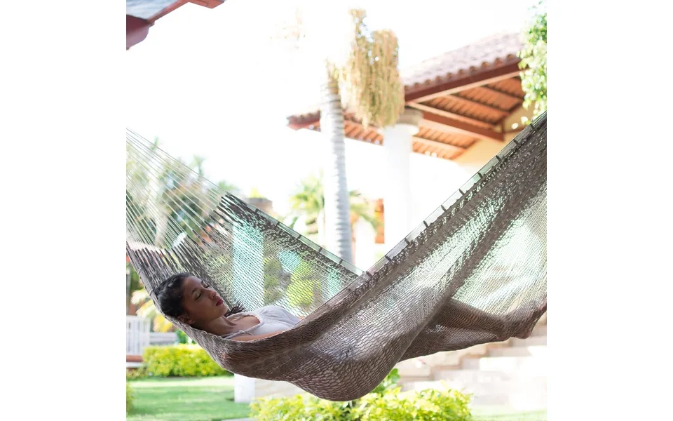 Novica Ashen Beach Solid Grey Hand Woven Cotton Maya Hammock Single