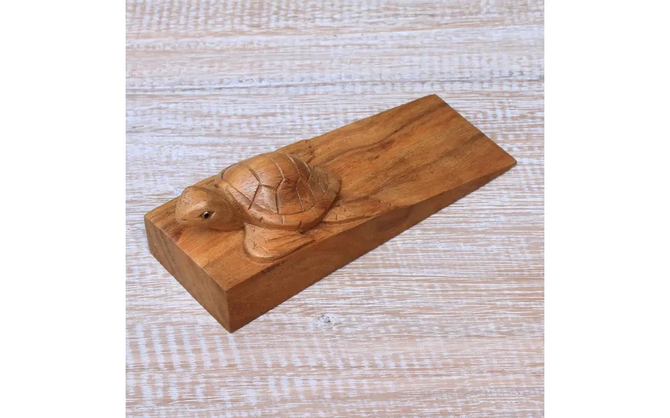 Novica Baby Turtle Door Wood Stopper