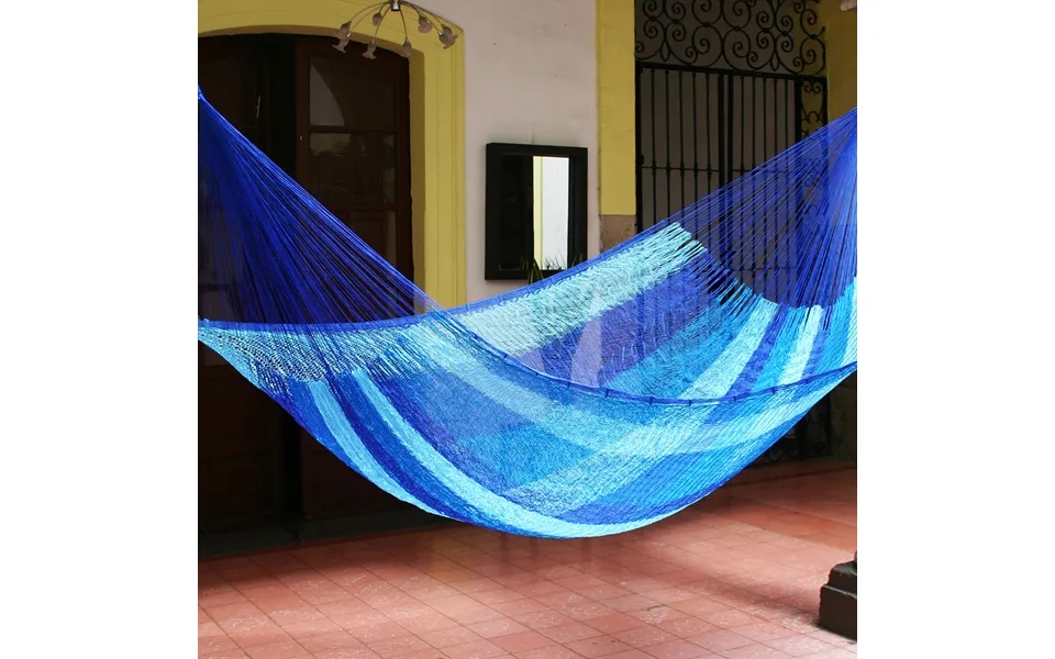 Novica Blue Caribbean Artisan Crafted Rope Hammock Single