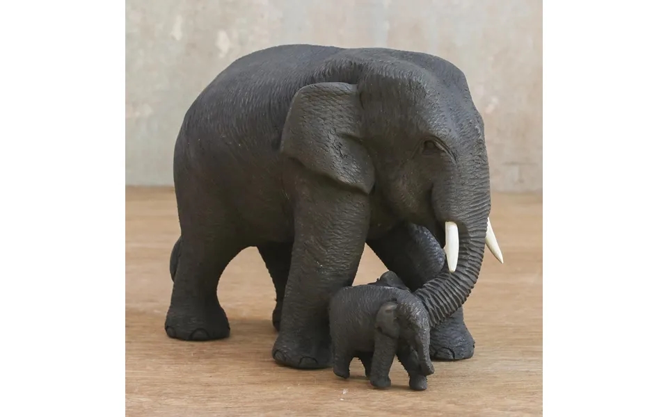 Novica Elephant Mother Elephant Mother And Child Hand Carved Teak Figurine