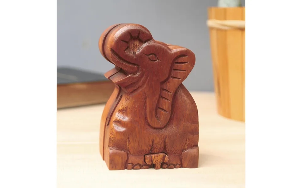 Novica Elephant Secret Elephant Theme Wood Puzzle Box
